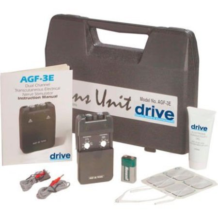 DRIVE MEDICAL Portable Economy Dual Channel TENS with Electrodes & Carry Case AGF-3E